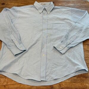 Bert Pulitzer Light Blue Oxford Button Down Shirt Men 17 34/35 Single Needle EUC
